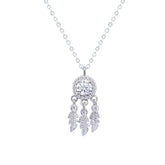 Asfour Crystal Chain Necklace With Decorative Round Pendant In 925 Sterling Silver-ND0413